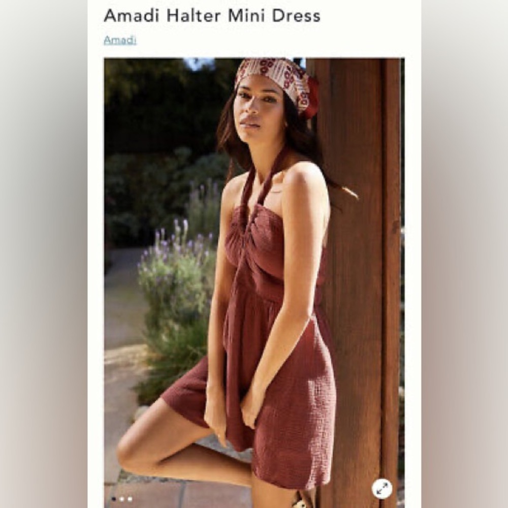 Anthropologie Amadi Cotton Rust Halter Neck Dress NWT